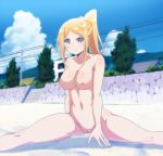  anime beach blonde blue_eyes breasts claire_thomas edit feet harukana_receive high_resolution legs legs_open nipples nude nude_filter pussy third-party_edit 