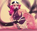 1girl barefoot black_nails breasts feet hat painted_nails pink_hair pokemon scamwich soles team_skull team_skull_grunt toes