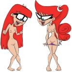  2_girls 2girls bespectacled breasts edit glasses jab jabcomix johnny_test long_hair long_red_hair mary_test nude panties panties_down pussy red_hair redhead sister standing susan_test white_background 
