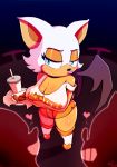  &lt;3 1girl 2018 anthro arm_under_breasts bat beverage big_breasts black_nose blue_eyes breasts cleavage clothed clothing eyelashes fast_food footwear full_body furry hair high_res hooters legwear lipstick makeup mammal membranous_wings pouting rouge_the_bat sega shoes signature solo_focus sonic_(series) white_hair wildblur wings 