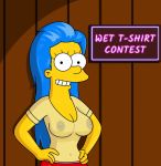  breasts hands_on_hips marge_simpson nipples smile the_simpsons 