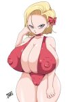  1girl android_18 dragon_ball dragon_ball_z female female_only png red_swimsuit solo swimsuit toshiso_(artist) transparent_background 
