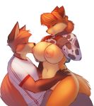  1girl anthro big_breasts bottomless breasts canine closed_eyes clothed clothing duo fox furry male male/female mammal nipple_suck nipples shirt_up smile starfighter sucking sweater voluptuous woadedfox 