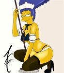  ass bra breasts maid_uniform marge_simpson smile stockings the_simpsons thighs 