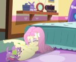 1boy 1girl beastiality bedroom biting_lip blush breasts canine_penis dog equestria_girls female fluttershy fluttershy_(mlp) friendship_is_magic humanized indoors male male/female male_dog my_little_pony nude on_floor oral oral_sex penis pussy pussylicking spike spike_(mlp)