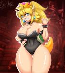  big_breasts bowser bowsette breasts cleavage emil-inze emil-inze_(artist) female leotard solo super_mario_bros. 