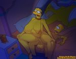  1girl 2boys bart_simpson huge_breasts incest marge_simpson mother&#039;s_duty mother_and_son stomach_bulge the_simpsons 