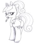  1girl alicorn an-tonio ass cutie_mark female female_only friendship_is_magic horn lollipop looking_at_viewer monochrome mostly_nude my_little_pony panties pony princess_cadance solo stockings tail wings 