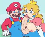  1boy 1girl animated bangs big_nose blinking blonde_hair blue_eyes breast_press breasts breasts_outside brooch brown_hair buttons collaboration crown drcockula dress earrings elbow_gloves erection eyelashes facial_hair fellatio gloves hat jewelry large_breasts large_penis lips long_hair long_sleeves looking_at_another mario mario_(series) mustache nintendo nipples nose notice_lines open_hand open_mouth oral overalls penis pink_dress pink_lips princess_peach puffy_short_sleeves puffy_sleeves red_headwear red_shirt rolling_eyes saliva shirt short_sleeves sitting super_mario_bros. supersatanson testicles thick_eyebrows turtleneck uncensored webm white_gloves 