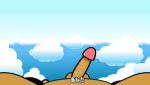  2girls animal_ears animated black_hair cat_ears clouds cosplay dog_ears fellatio furry gif japanese licking long_hair minus8 multiple_girls oral penis rhythm_heaven saliva saliva_trail sky testicles text threesome tongue tongue_out 