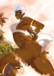  big_ass bottomless dark-skinned_female elena elena_(street_fighter) hands_on_hips street_fighter thick_thighs tovio_rogers white_hair 