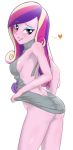  1girl ass blush female female_only friendship_is_magic humanized looking_at_viewer my_little_pony no_bra no_panties no_underwear princess_cadance solo three-tone_hair virgin_killer_sweater white_background 