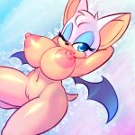  1girl anthro breasts female female_only huge_breasts large_breasts nude on_back pussy rouge_the_bat sega sonic_(series) 