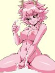  1girl 1girl 1girl areola ashido_mina bare_shoulders breasts completely_nude female_only female_solo high_resolution huge_breasts lewdamone looking_at_viewer my_hero_academia navel nipples nude pink_hair pink_skin short_hair smile superheroine 