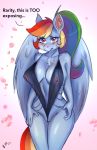  1girl anthro breasts dialogue embarrassed friendship_is_magic mrscurlystyles multicolored_hair my_little_pony nipples pegasus ponytail rainbow_dash rainbow_hair see-through 