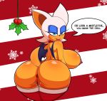 1girl 2018 admansfwstuff_(artist) anthro anthrofied anus ass bat bat_wings big_ass big_breasts black_nose blue_eyes breasts butt christmas clothing dat_ass dialogue eyeliner eyeshadow female female_only furry holidays holly_(plant) huge_ass huge_breasts huge_butt legwear looking_at_viewer looking_back makeup mammal mistletoe mostly_nude nipples plant pussy rouge_the_bat sega sonic_*(series) sonic_the_hedgehog_(series) stockings tail thick thick_ass thick_thighs video_games wide_hips wings