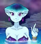 1girl alluring big_breasts cleavage dress in_water lulu_(the_legend_of_zelda) nintendo purple_eyes scorpdk the_legend_of_zelda the_legend_of_zelda:_majora&#039;s_mask