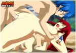 blue_hair canon_couple creampie erza_scarlet fairy_tail holding_hands jellal_fernandes passionate_sex penis pussy red_hair vaginal_sex