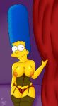  big_breasts corset erect_nipples marge_simpson panties smile stockings the_simpsons thighs topless 