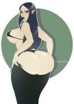  1girl 1girl ass big_ass big_breasts big_breasts bra breasts female_only kokobuttz lilith_clawthorne long_skirt looking_at_viewer looking_back panties pointy_ears skirt the_owl_house thick_thighs thong wide_hips witch 