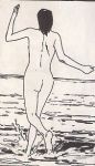  beach black_hair comic monochrome nude sea 