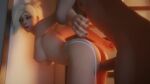  1boy 1girl big_black_cock big_breasts blonde_hair blue_eyes bouncing_ass bouncing_breasts bubble_butt doggy_position from_behind hand_grab interracial mercy_(overwatch) moaning overwatch rough_sex thick_thighs vaginal_penetration 