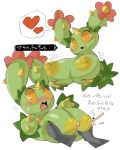  2019 big_breasts blush breasts cactus furry game_freak grope japanese lactation maractus nintendo nipples plant pokemon pokemon_bw sakana888888888 