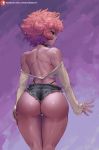  1girl 2019 5_fingers artist_name ass ass_focus back big_ass big_butt black_thong bubble_ass bubble_butt butt choker clothed clothed_female clothes clothing color colored cutesexyrobutts cutoffs daisy_dukes dat_ass denim denim_shorts english english_text female female_only hair hand_on_thigh jean_shorts large_ass long_sleeves looking_at_viewer looking_back mina_ashido my_hero_academia non-nude patreon pink_hair pink_skin plain_background purple_background revealing_clothes seductive sexy sexy_ass shiny shiny_skin short_hair short_shorts shorts skimpy solo solo_female solo_focus standing text thick_ass thin_waist thong uncensored underwear url web_address whale_tail wide_hips 