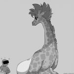  1girl anonymous anthro areola big_breasts breasts giraffe giraffe_mom giraffid huge_breasts javanshir mammal mature_female nude side_boob slightly_chubby smile 