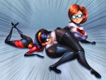  bodysuit boots helen_parr incest licking mother_and_daughter the_incredibles thighs torn_clothes violet_parr 