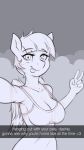  1girl anthro big_breasts breasts cleavage clothed clothing equine friendship_is_magic furry mammal mature_female my_little_pony pegasus text thesecrethospital tongue tongue_out windy_whistles_(mlp) wings 