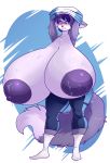  1girl 1girl 2018 absurd_res anthro big_breasts blush breasts canid canine canis cleavage clothed clothing coyote digital_media_(artwork) erect_nipples fur furry high_res huge_breasts hyper hyper_breasts jaeh mammal nipples purple_fur sweat tina_(jaeh) undressing 