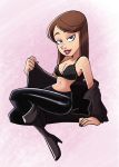  1girl black_bra boots bra female looking_at_viewer pants partially_clothed phineas_and_ferb risingfang vanessa_doofenshmirtz 