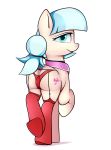  1girl anus ass coco_pommel cutie_mark earth_pony female friendship_is_magic lingerie looking_at_viewer mostly_nude my_little_pony panties pony stockings tail white_background 