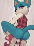  1boy animal_crossing anthro ass backsack bottomless butt_shot clothed clothing domestic_cat felid feline felis footwear fridge_(artist) furry girly looking_at_viewer male mammal nintendo rover_(animal_crossing) shoes testicles video_games 