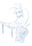  ass bunny_ears bunny_tail bunnysuit gravity_falls looking_at_viewer looking_back monochrome pacifica_northwest 