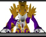  2_anthros 2_males 2boys 3_fingers 3d anthro anthro/anthro anthro_canine anthro_fox blue_eyes canine detached_sleeves digimon duo erection fox from_behind front_view fur furry male male/male male_anthro male_anthro_fox male_only male_renamon mostly_nude multiple_male penis renamon sex standing testicles toei_animation torso_grab white_fur yaoi yellow_fur yin_yang 