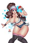big_ass big_breasts bokuman hilda holding_poke_ball poke_ball pokemon pokemon_(game) pokemon_bw stockings thigh_high_boots touko_(pokemon)