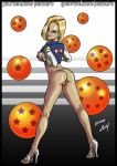  android_18 ass blonde_hair bottomless breasts dragon_ball_super dragon_ball_z high_heels jacket legs pussy sideboob 