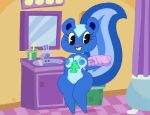 1girl bathroom blue_fur female_only furry happy_tree_friends lilli_villa nude nude_female petunia petunia_(htf) shower skunk