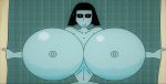  artist_request bathroom big_breasts emily_the_dullahan huge_breasts hyper_breasts jiggling_breasts original original_character sexy sexy_breasts smile wet 