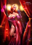  1girl ashul8p clothed disney dress female female_only gloves jessica_rabbit large_breasts solo stockings thighs who_framed_roger_rabbit 