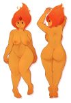  1girl 1girl adventure_time ass barefoot blush breasts dabble feet flame_princess high_resolution navel nipples nude plump pussy short_hair 