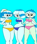  adventure_time belly_button breasts hand_on_hip hands_behind_back lipstick long_hair ponytail short_hair shy strapless_bikini swimsuit thunder_thigh trc-tooniversity water_nymph 