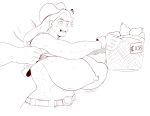  1girl 2019 ? applejack assisted_exposure basket breasts cowboy_hat friendship_is_magic fruit huge_breasts humanized monochrome muscle muscular_female my_little_pony nipples pear simple_background sketch sundown 
