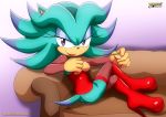 adventures_of_sonic_the_hedgehog aqua_fur archie_comics bbmbbf breasts breezie_the_hedgehog furry mobius_unleashed palcomix pink_eyes sega sonic_(series) sonic_the_hedgehog_(series) two_tone_hair white_gloves