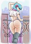  1girl ass coco_pommel coco_pommel_(mlp) female female_human female_only friendship_is_magic humanized looking_at_viewer mostly_nude my_little_pony panties rambon7 short_hair solo standing striped_panties 