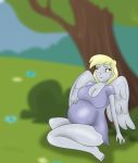 barefoot blonde_hair derpy_hooves equestria_girls foxtide888 grey_skin humanized my_little_pony pregnant pregnant_belly sexy