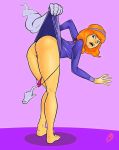  ass bent_over daphne_blake dress_lift female hairband panties_pull panties_pulled_down panty_pull pulling_panties_down pussy red_hair scooby-doo thighs 