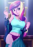  1_girl 1girl dean_cadance dean_cadance_(mlp) equestria_girls eyeshadow female female_only friendship_is_magic looking_at_viewer my_little_pony panties partially_clothed partially_undressed princess_cadance purple_panties removing_clothes removing_skirt skirt skirt_suit solo unbuttoned undressing uotapo 